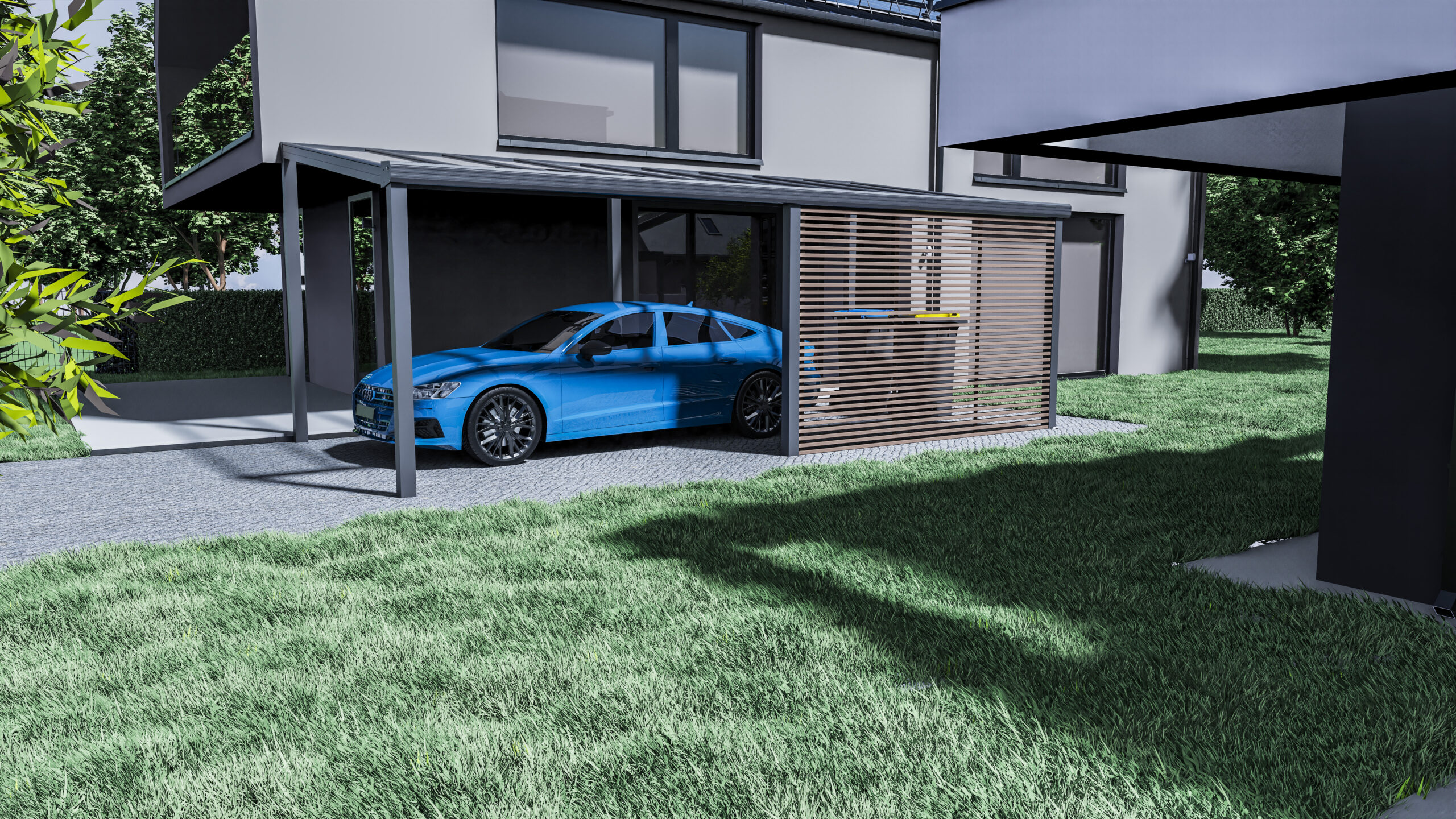 Maßgefertigter Carport für Einfamilienhaus